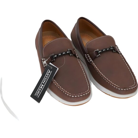 Aston Marc Crosby Brown Loafers Mens Slip-On Bit Driving Shoes 9.5M - Picture 1 of 6